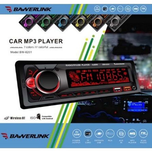 Bawerlink BW6201 Bluetooth Oto Teyp | Çift USB Girişli | 4x60W Amfi Çıkışlı | SD/USB/AUX Destekli Araba Teybi Radyo