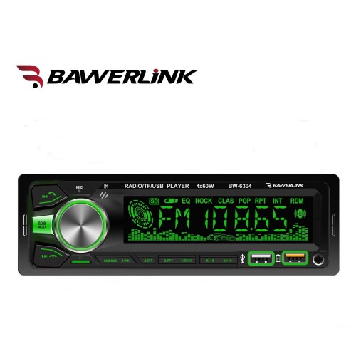 Bawerlink BW6304 Bluetooth Oto Teyp | Çift USB Girişli | 4x60W Amfi Çıkışlı | SD/USB/AUX Destekli Araba Teybi Radyo