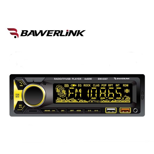 Bawerlink BW6307 Bluetooth Oto Teyp | Çift USB Girişli | 4x60W Amfi Çıkışlı | SD/USB/AUX Destekli Araba Teybi Radyo