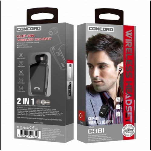 CONCORD C-981 MAKARALI MİKROFONLU BLUETOOTH TÜRKÇE MENÜ KULAKLIK SİYAH