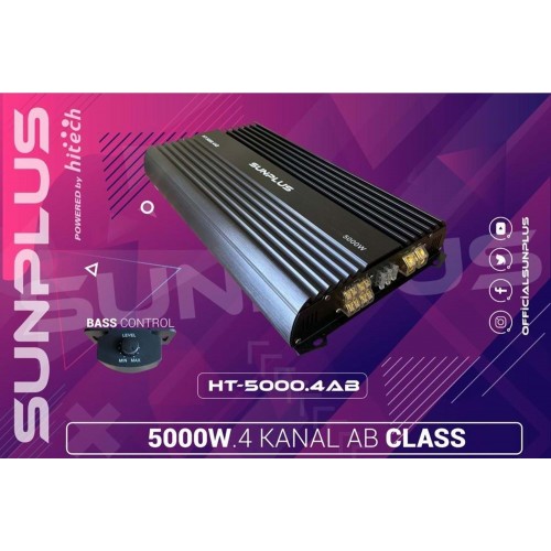 HiTech Ht-5000.4AB Oto Anfi 5000W 4 Kanal Bass Kontrol Sunplus