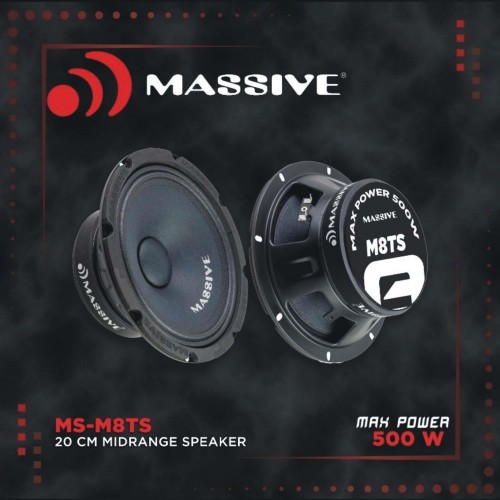 Massive MS-M8TS Çifti 1000Watt 500W Rms 20cm Oto Midrange Hoparlör Metal Kapaklı 1takım/2adet