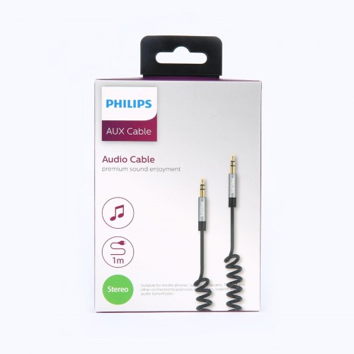 Philips SWR2102/93 3.5 mm Jack Spiral Aux Ses Kablosu - 1 M