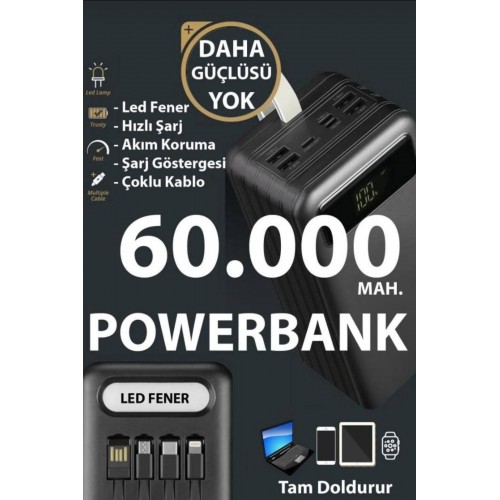 Powerway TX60 60000 Mah Powerbank Dijital Göstergeli Siyah