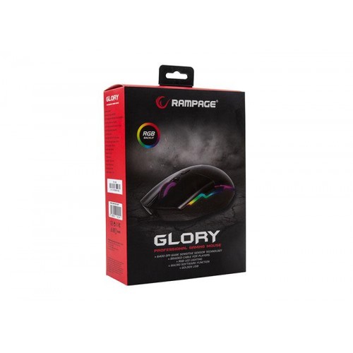 RAMPAGE SMX-R63 GLORY USB RGB IŞIKLI 6400dpi GAMİNG OYUNCU MOUSE SİYAH