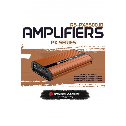 Reiss Audio Rs-px2500.1D Mono Dijital Oto Amfi 1 Ohm 2500 Watt Rms Power
