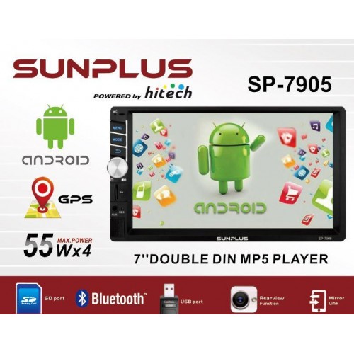 SunPlus Oto SP-7905 Teyp Double   7 4X55W 7 Renkli Kamera Hediye Androıd